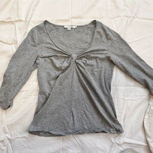 Size 6 Boden top, gray with twist neckline